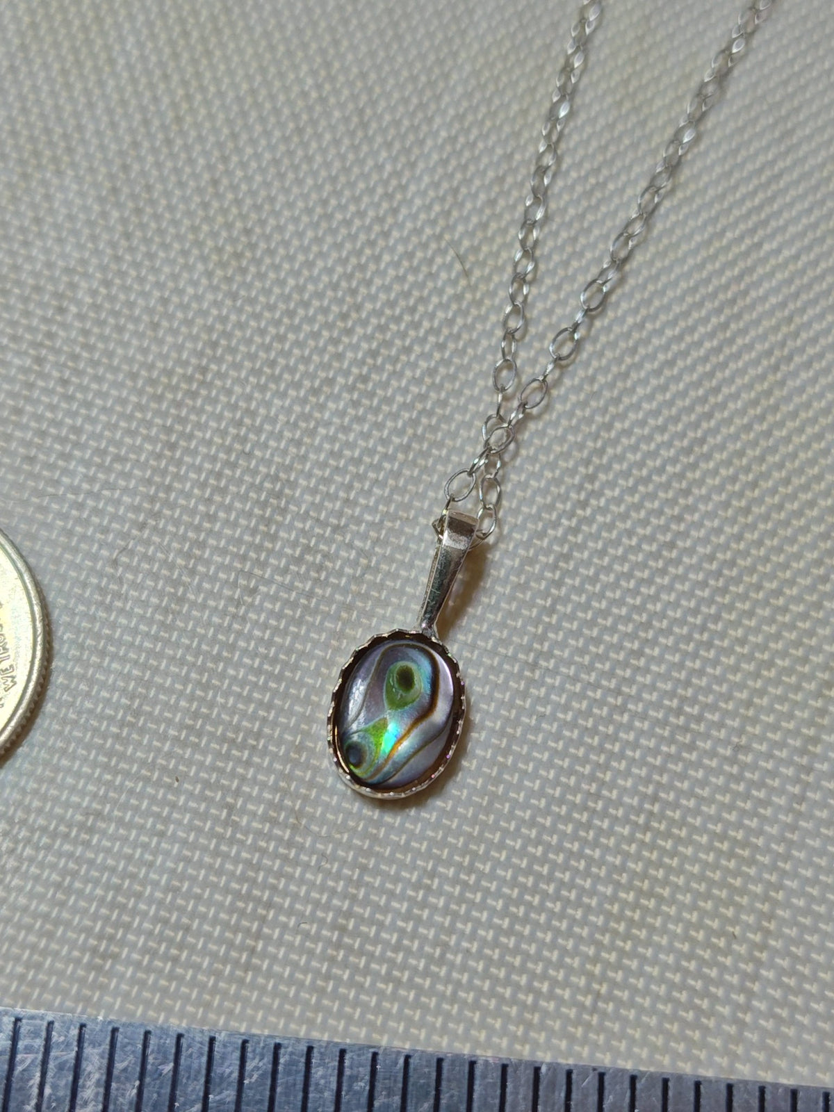 Reserved Abalone Sterling Silver Pendant Necklace with 8x6mm Stone - Folks On The Edge