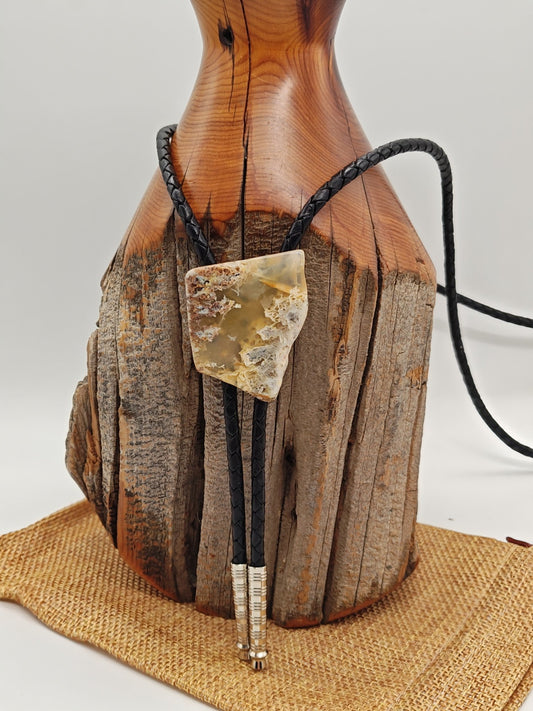 Rustic Oregon Plume Agate Bolo Tie by Folks On The Edge - Folks On The Edge