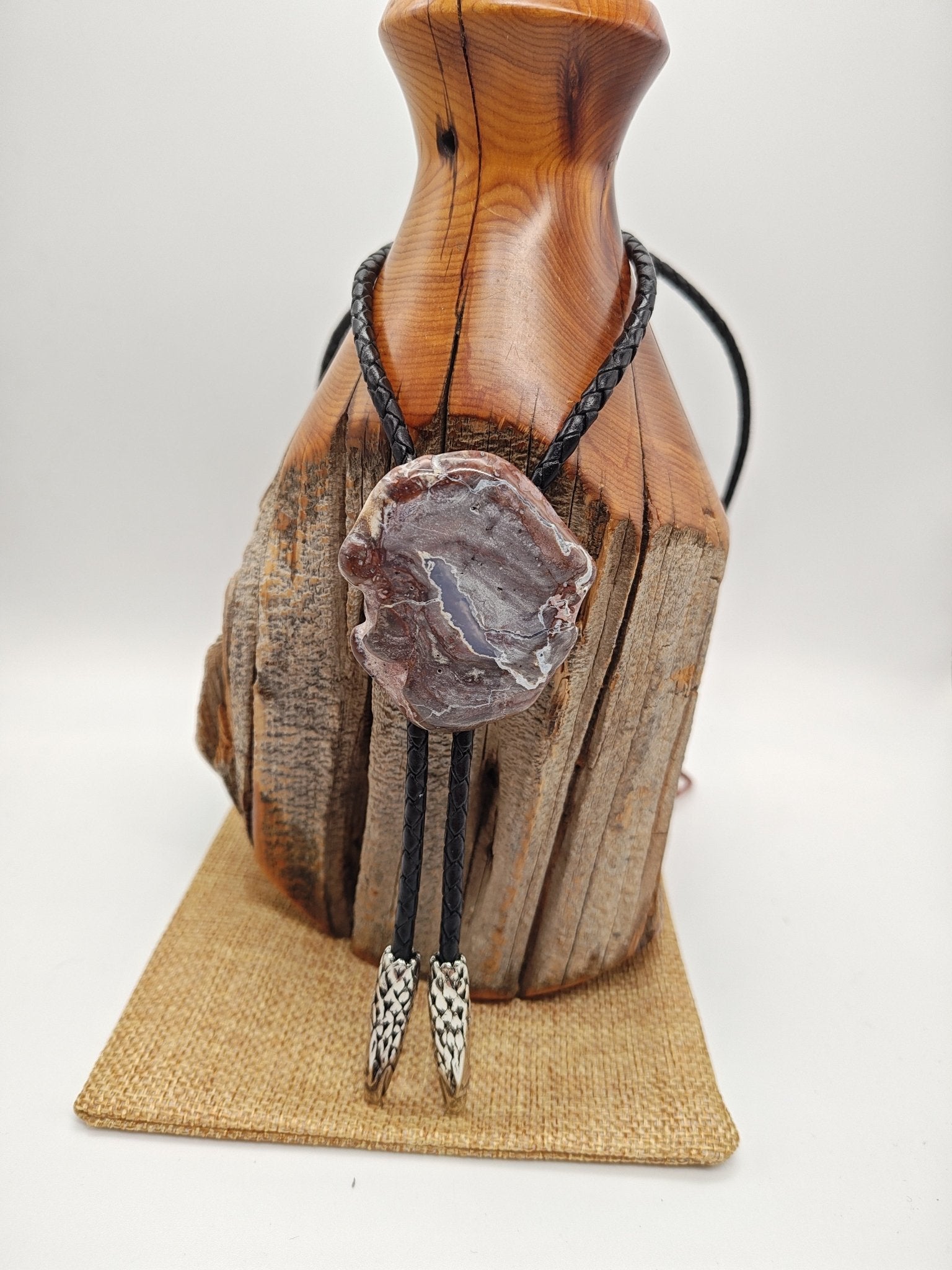 Rustic Oregon Thunder Egg Slice Bolo Tie by Folks On The Edge - Folks On The Edge