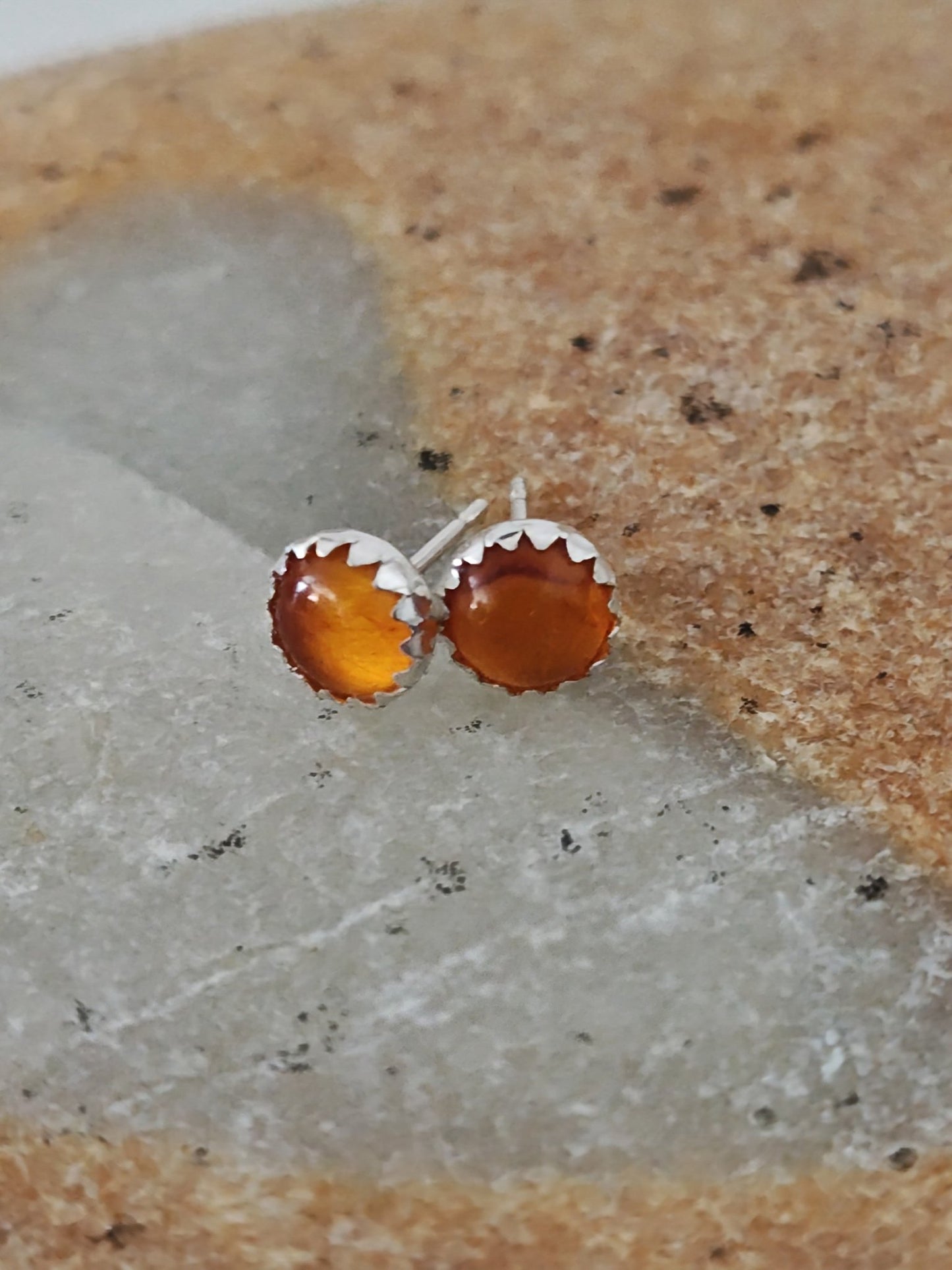 Sierra Baltic Amber Sterling Silver Stud Earrings in 6mm - Folks On The Edge