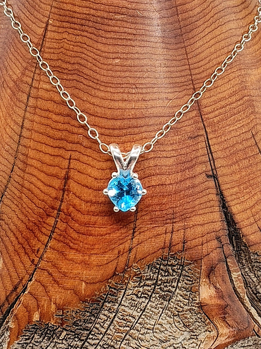 Sky Blue Topaz Heart Necklace in Sterling Silver 6mm - Folks On The Edge