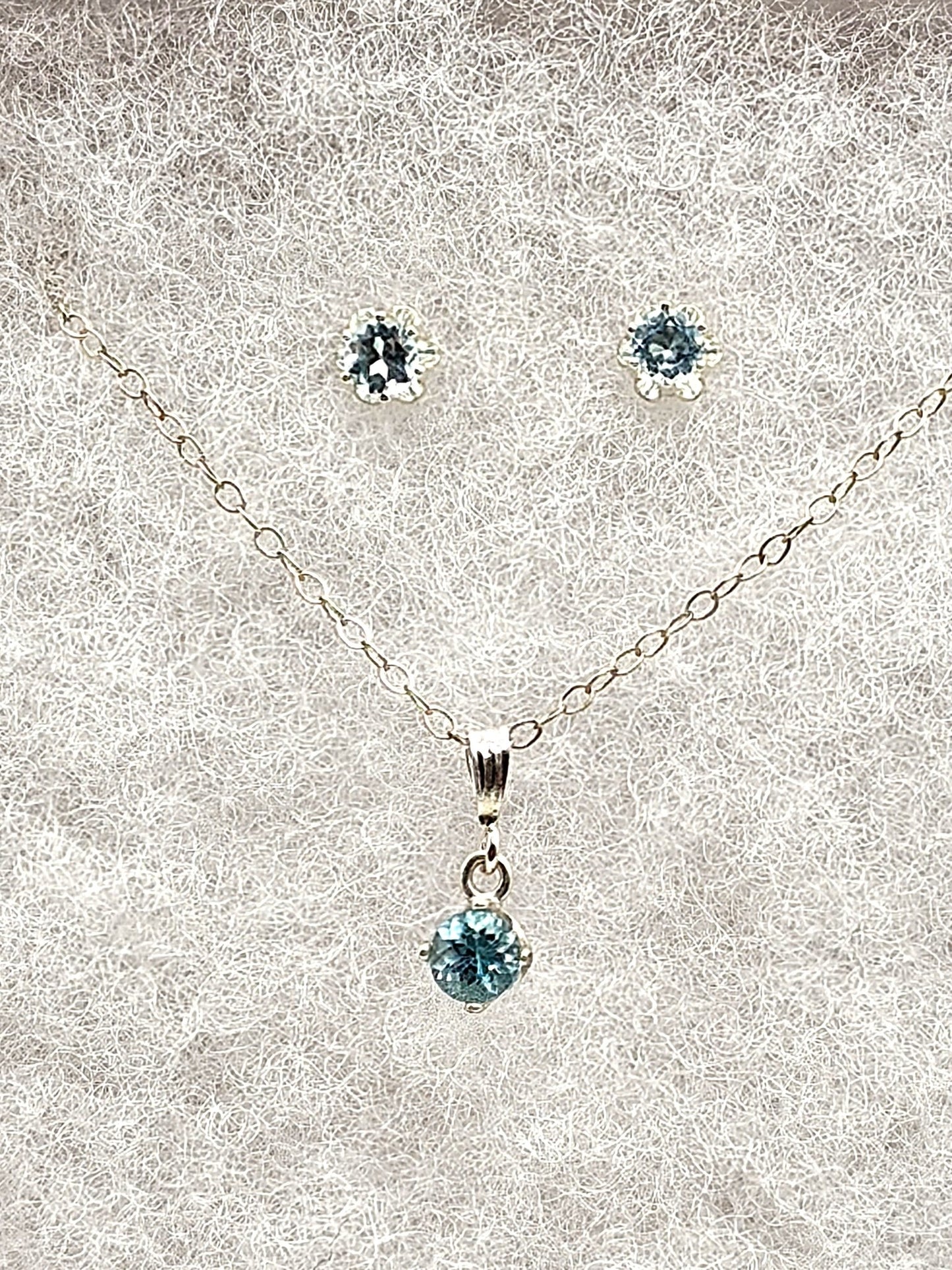 Sky Blue Topaz Matching Set in Sterling Silver Necklace and Earrings - Folks On The Edge