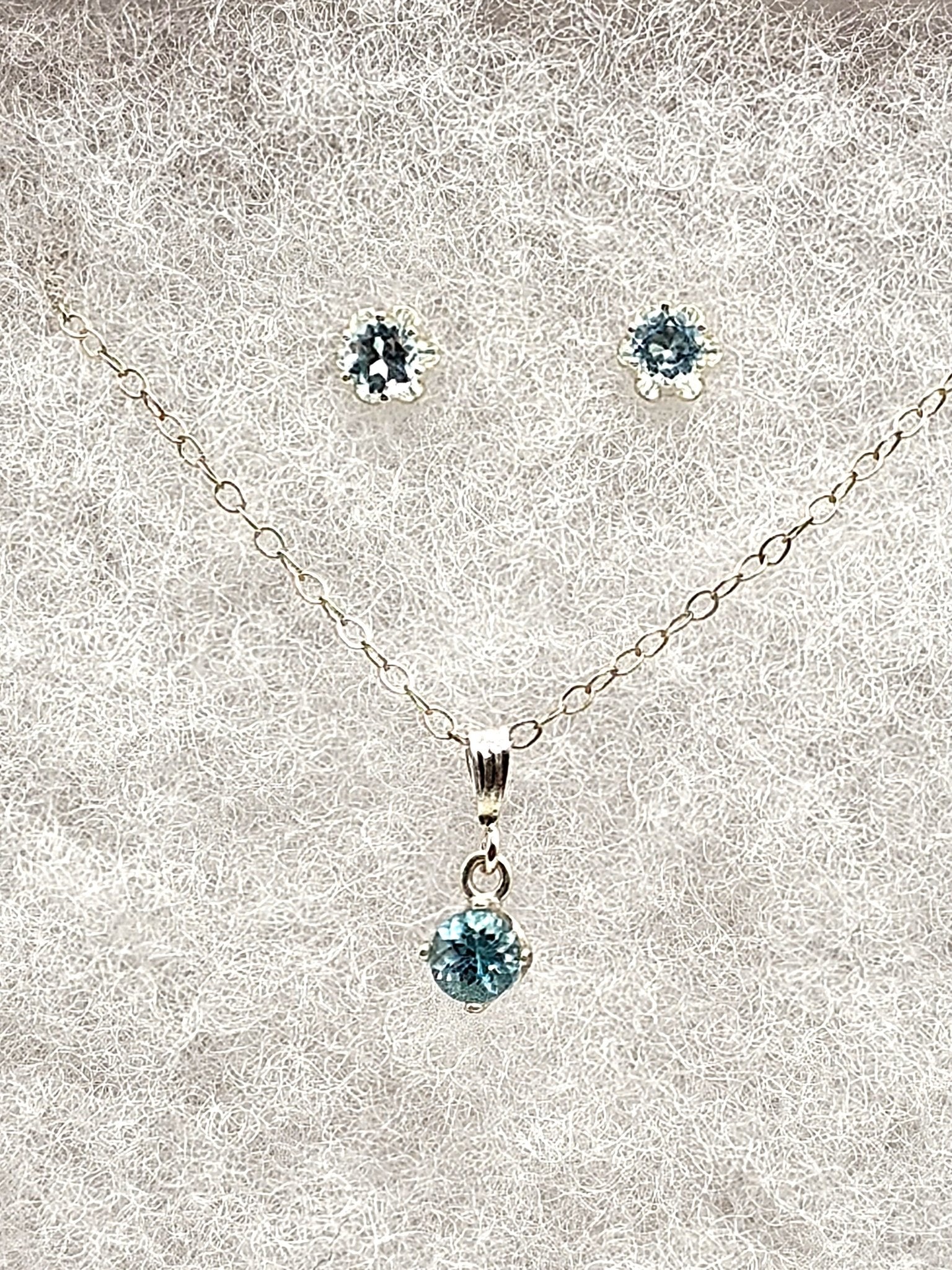 Sky Blue Topaz Matching Set in Sterling Silver Necklace and Earrings - Folks On The Edge