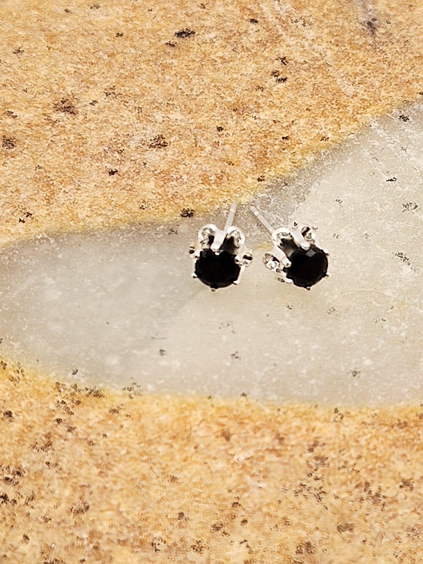 Sparkle Black Spinel Sterling Silver Stud Earrings in 4mm - Folks On The Edge