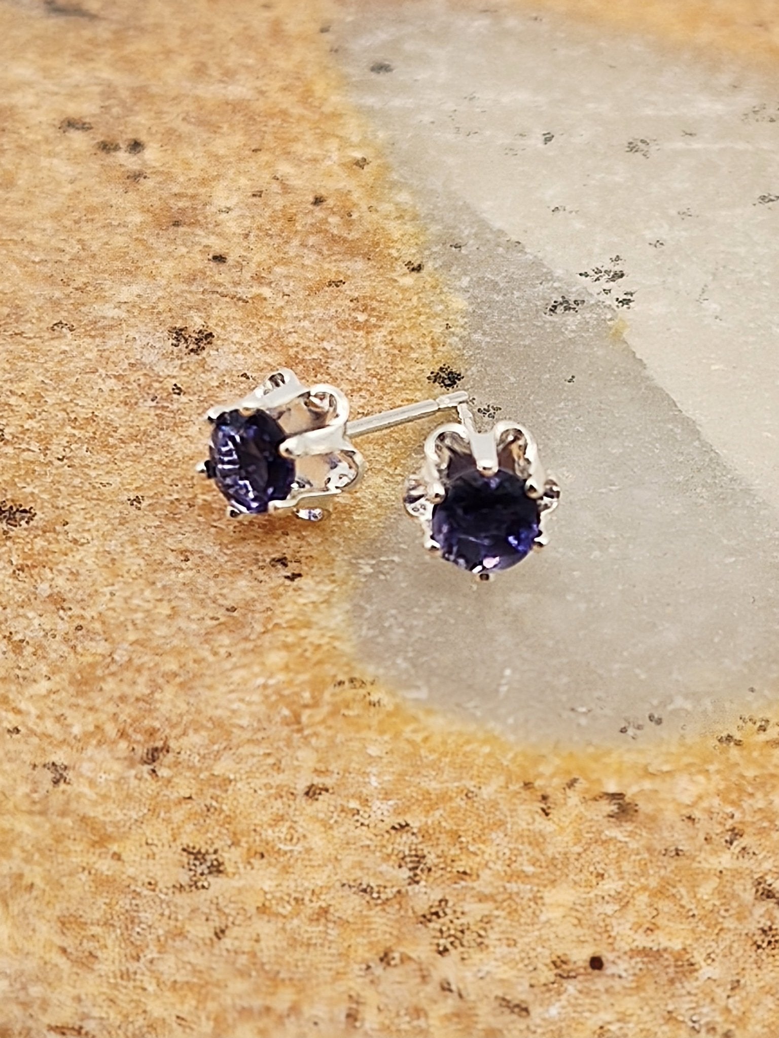 Sparkle Iolite Sterling Silver Stud Earrings in 4mm - Folks On The Edge