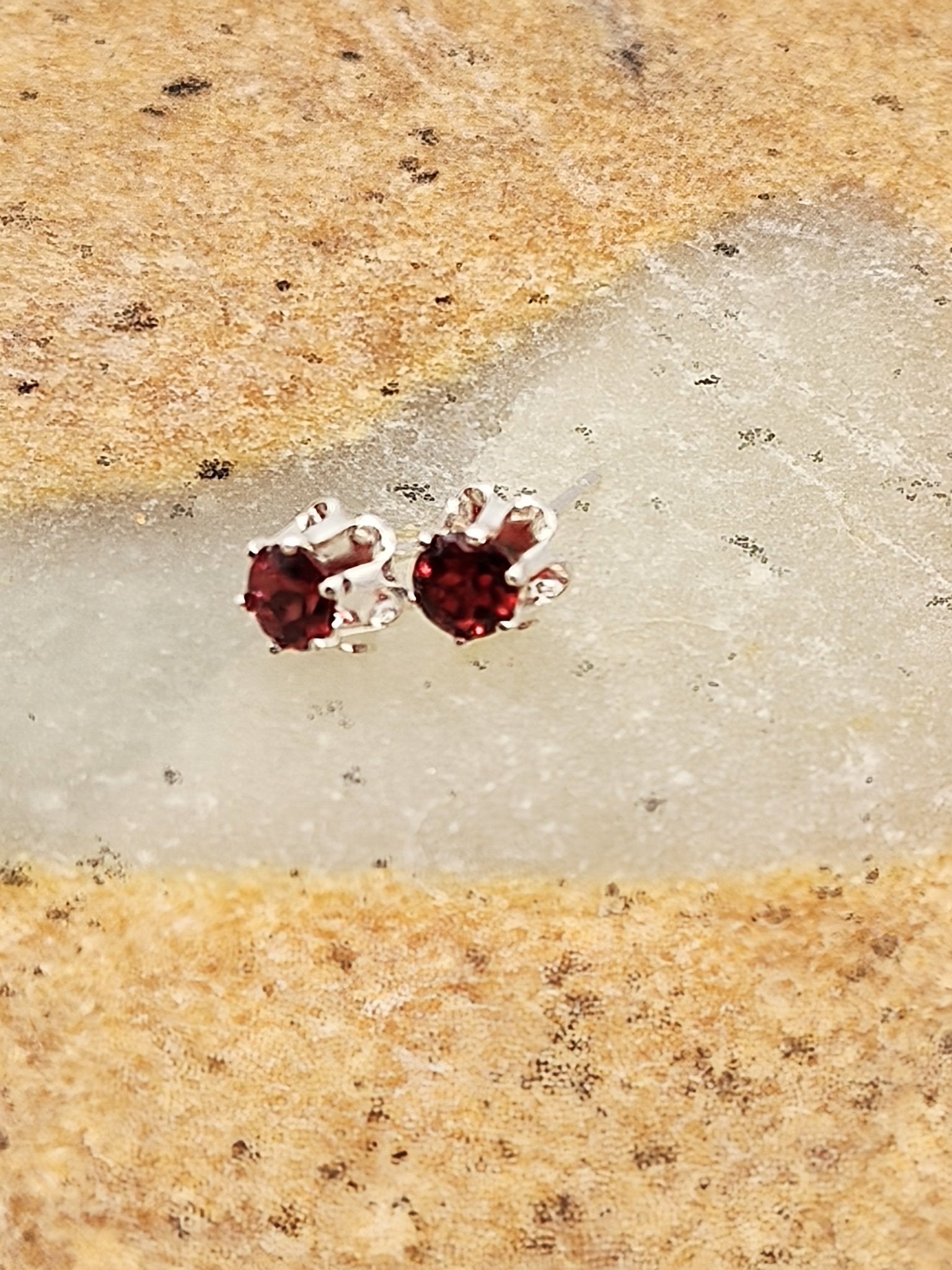 Sparkle Orissa Rhodolite Garnet Sterling Silver Stud Earrings in 4mm - Folks On The Edge