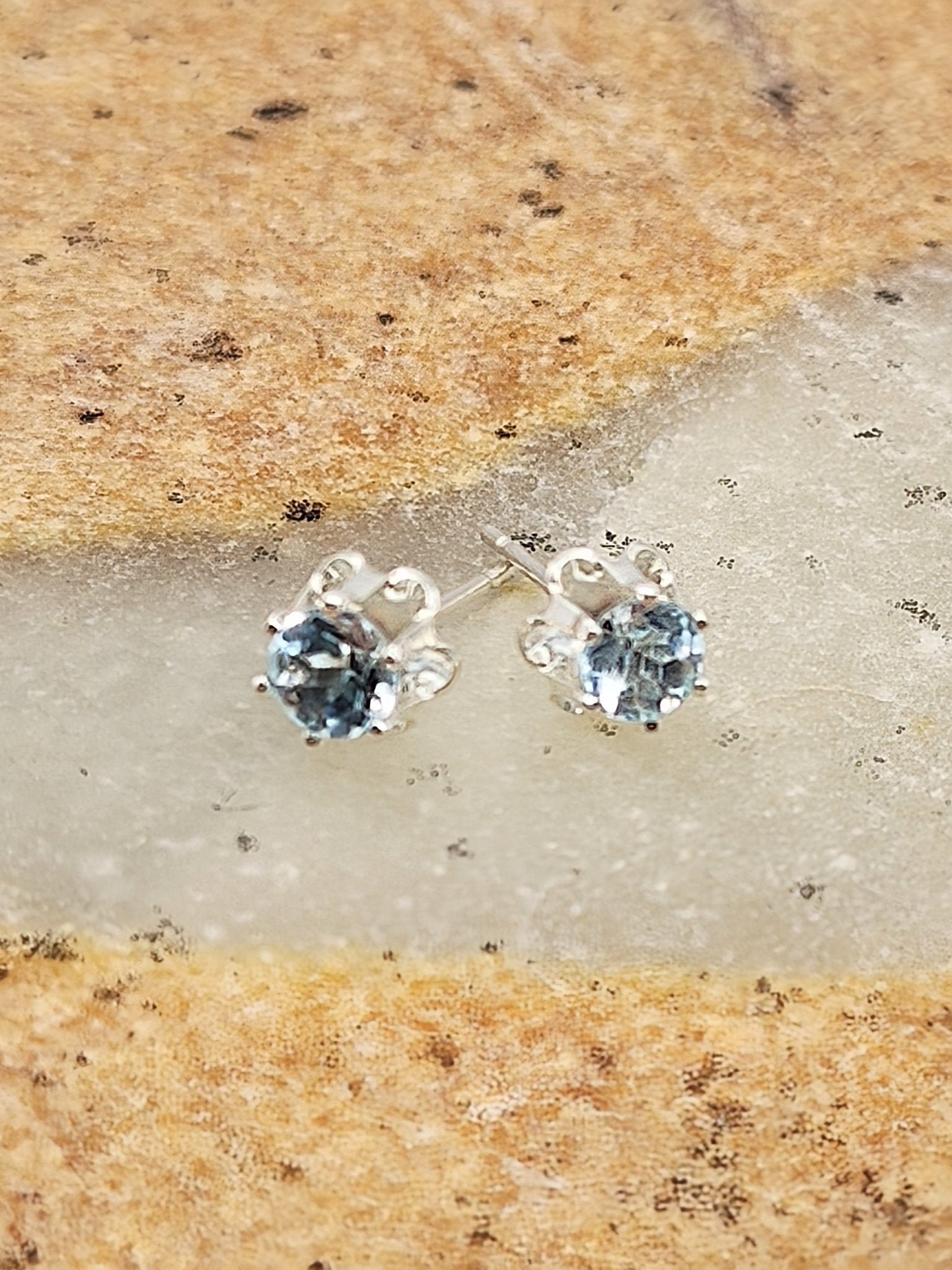 Sparkle Sky Blue Topaz Sterling Silver Stud Earrings in 4mm - Folks On The Edge