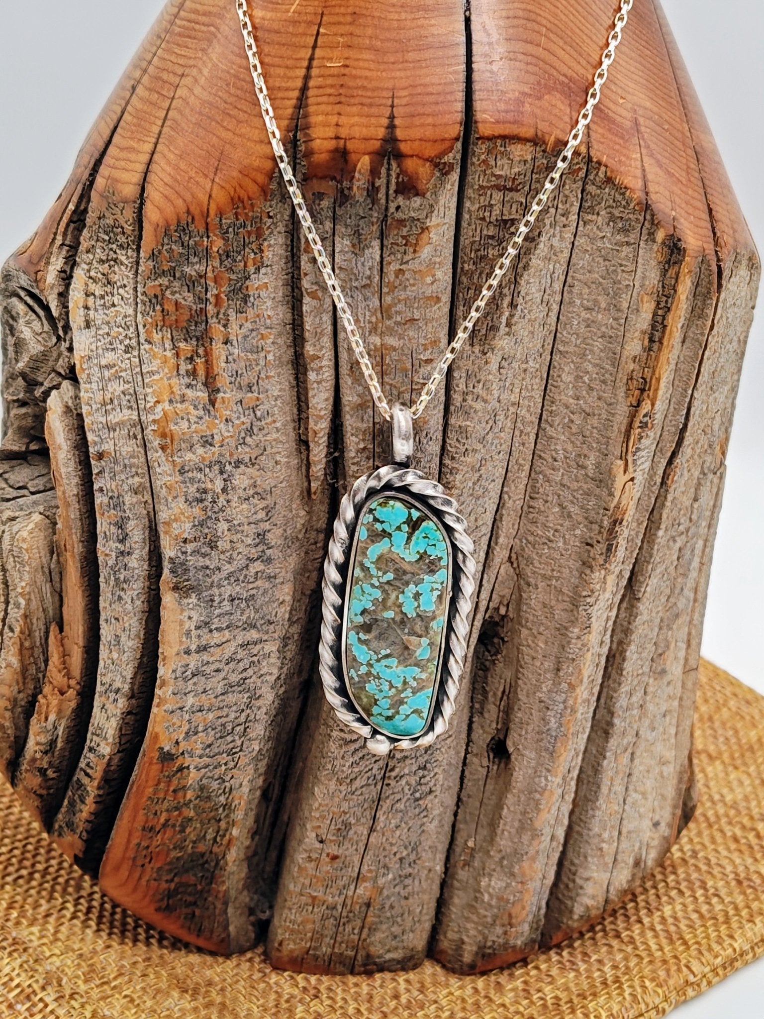 Spiderweb Turquoise Sterling Silver Necklace by Folks On The Edge - Folks On The Edge