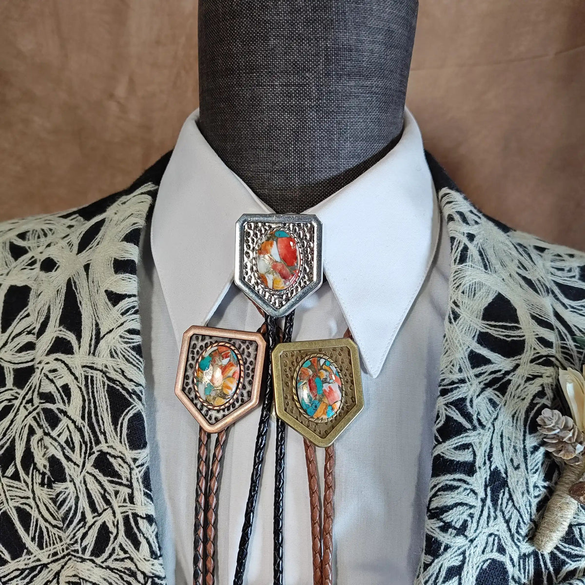 Spiny Oyster Turquoise in Oakley Setting Gold, Silver or Copper - Folks On The Edge