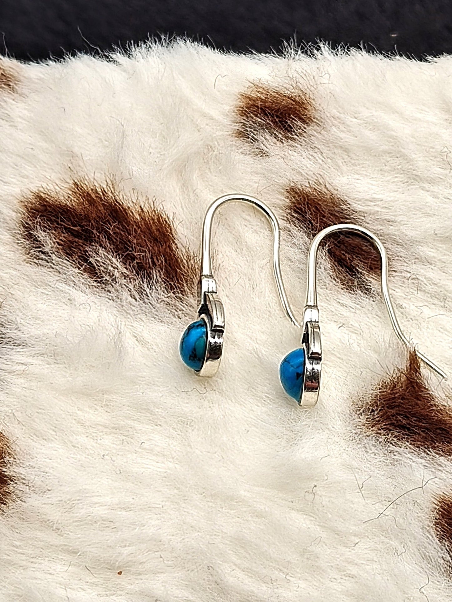 Turquoise Drop Earrings in Sterling Silver Odette 5mm - Folks On The Edge