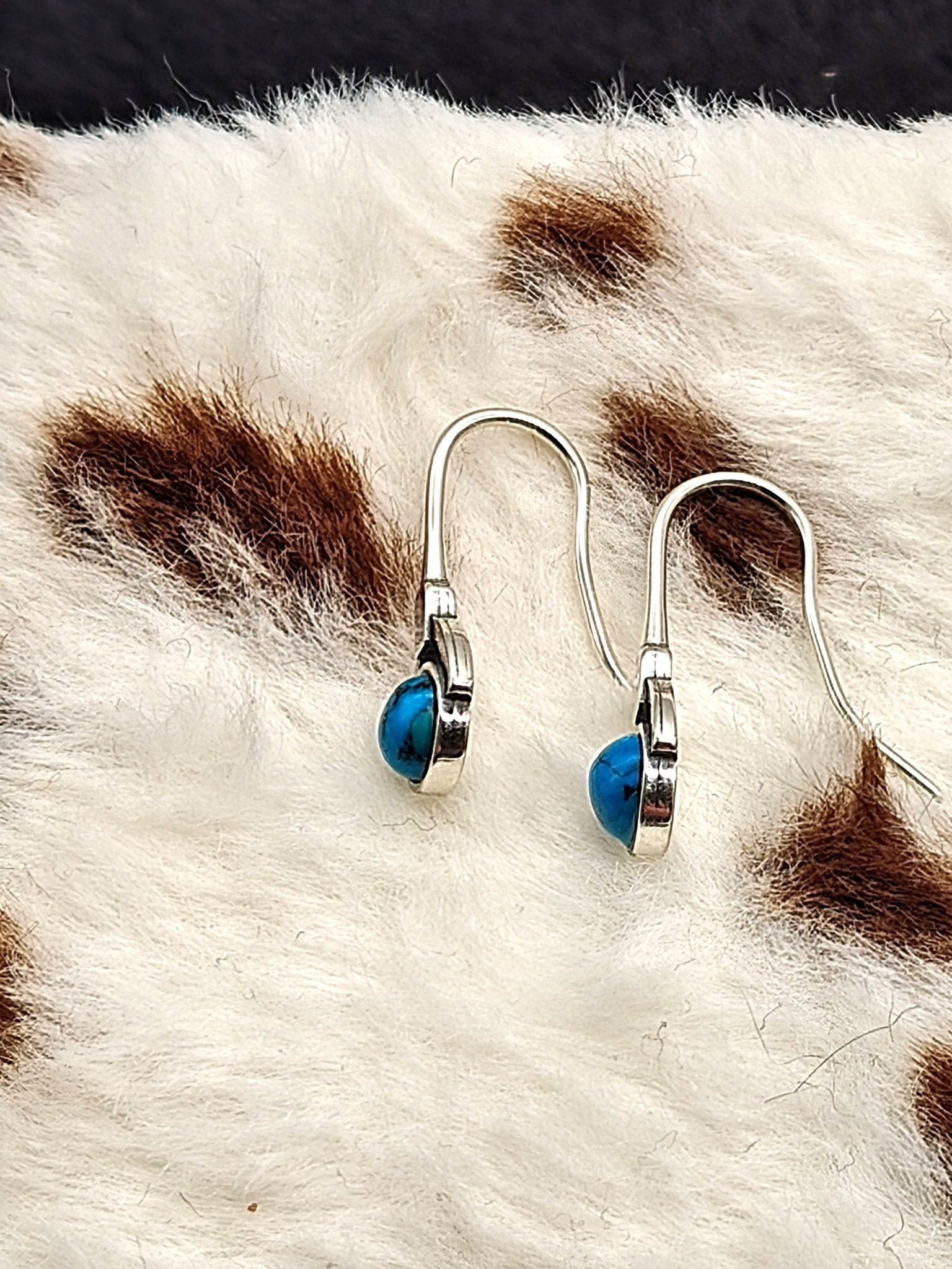Turquoise Drop Earrings in Sterling Silver Odette 5mm - Folks On The Edge