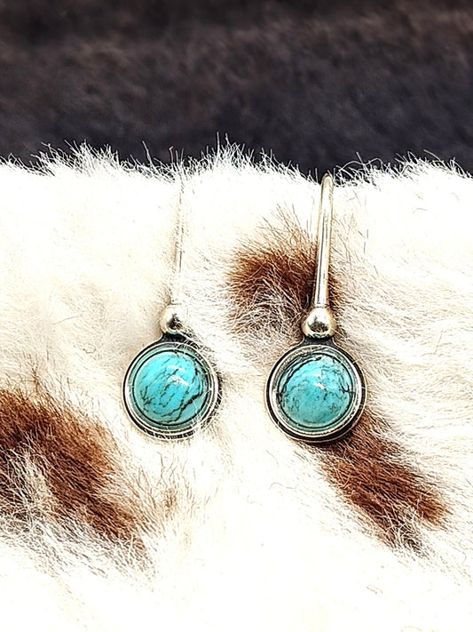 Turquoise Drop Earrings in Sterling Silver Remi 5mm - Folks On The Edge