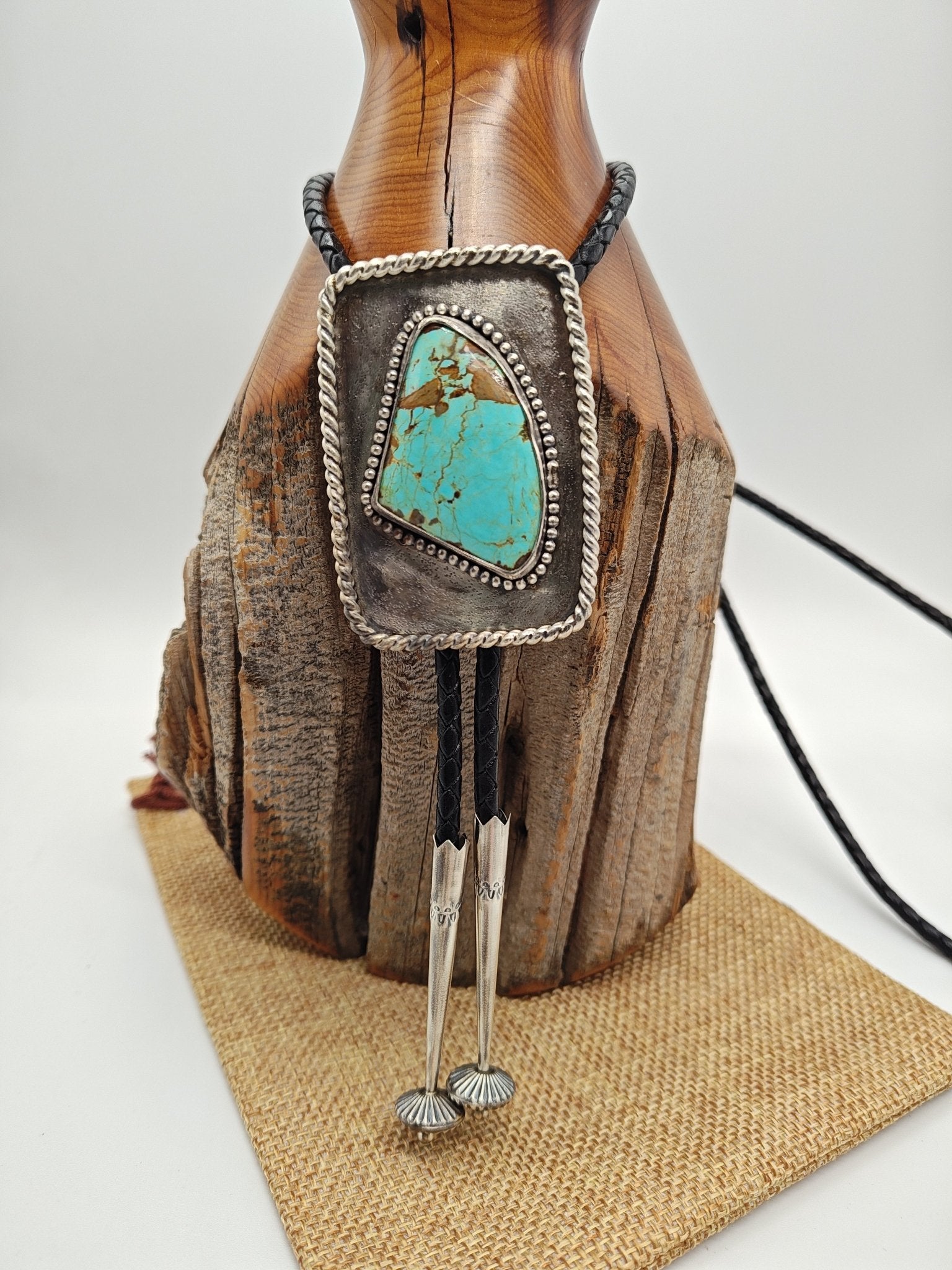 Turquoise Sterling Silver Bolo Tie with American Royston Turquoise 112 - Folks On The Edge