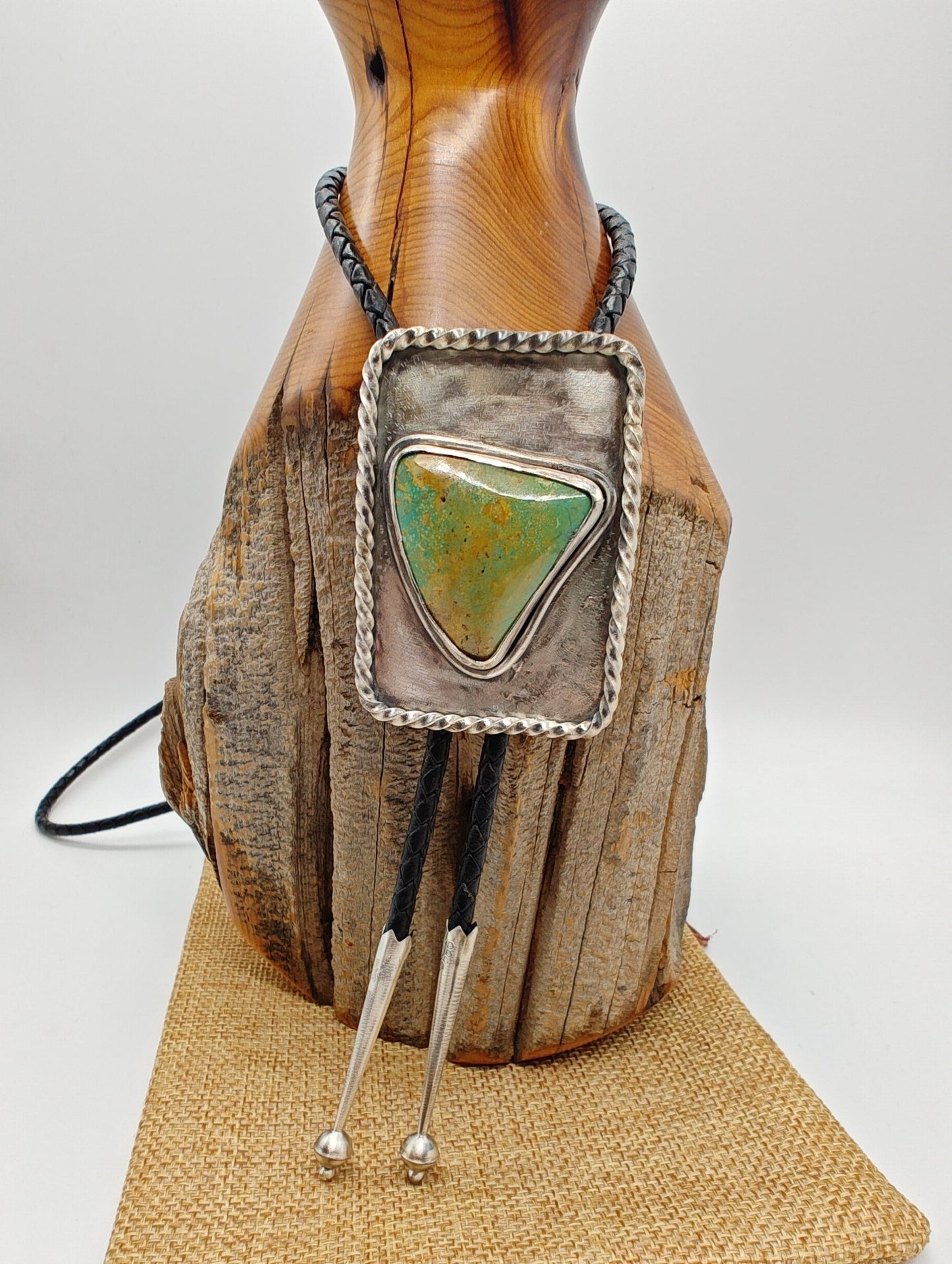 Turquoise Sterling Silver Bolo Tie with American Turquoise 212 - Folks On The Edge