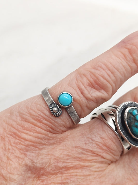 Blue Turquoise Bypass Ring in Sterling Silver by Folks On The Edge - Folks On The Edge