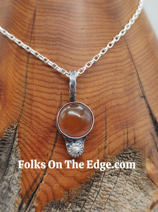 Carnelian Agate Charm Necklace Handmade with Sterling Silver by Folks On The Edge Ready Now - Folks On The Edge