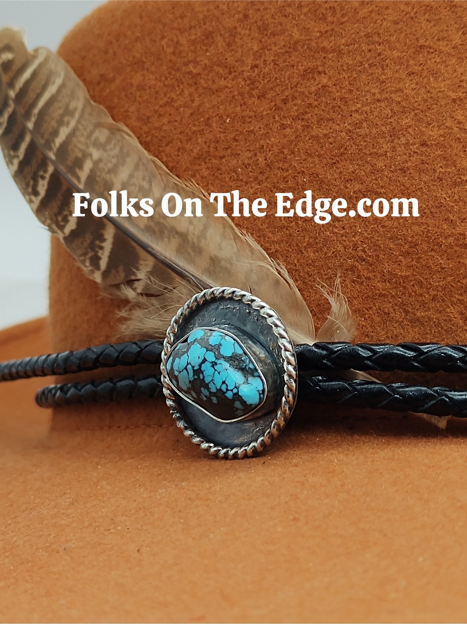 Blue Eyes Designs Handmade Western Cowboy Hat Band with Turquoise and Silver Beads and Metal Feather