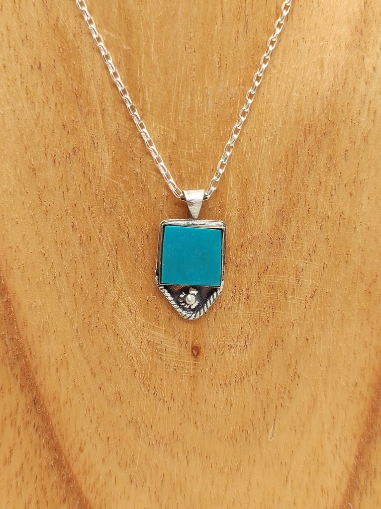 Dainty Blue Turquoise Sterling Silver Necklace by Folks On The Edge - Folks On The Edge