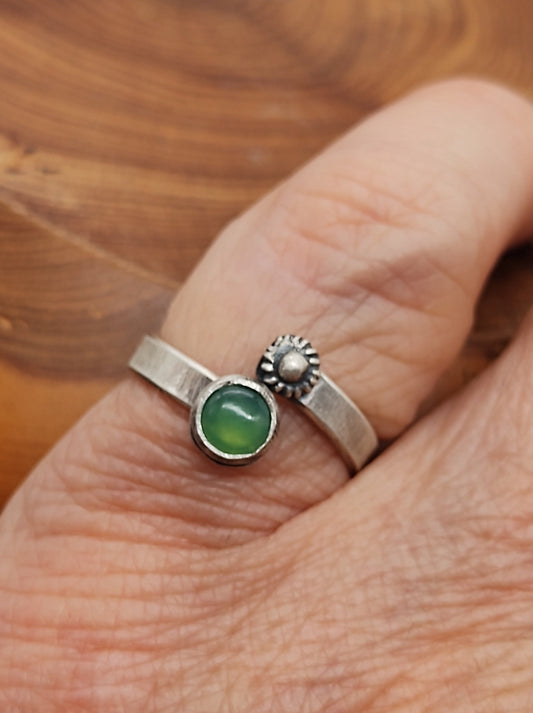 Green Chrysoprase Bypass Ring in Sterling Silver by Folks On The Edge - Folks On The Edge