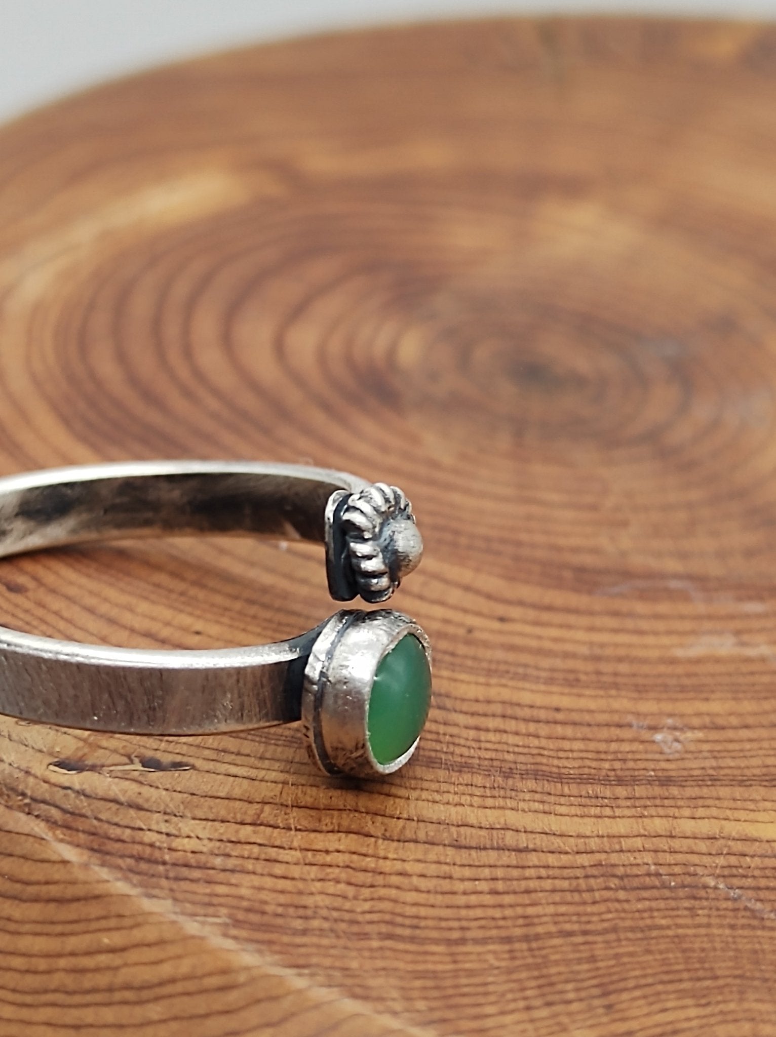 Green Chrysoprase Bypass Ring in Sterling Silver by Folks On The Edge - Folks On The Edge