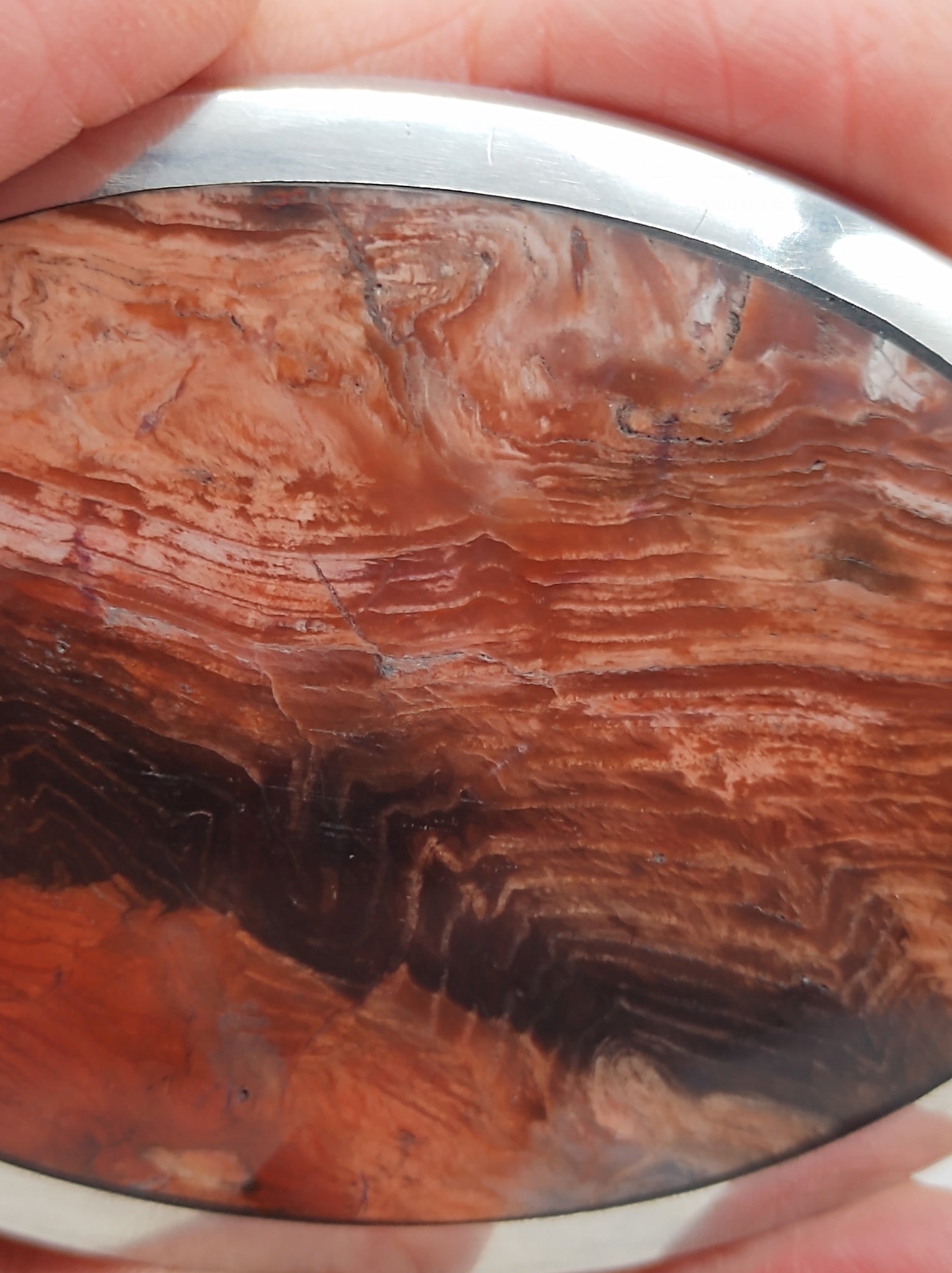 Men's Belt Buckle with Red Petrified Wood Agate by Folks On The Edge - Folks On The Edge