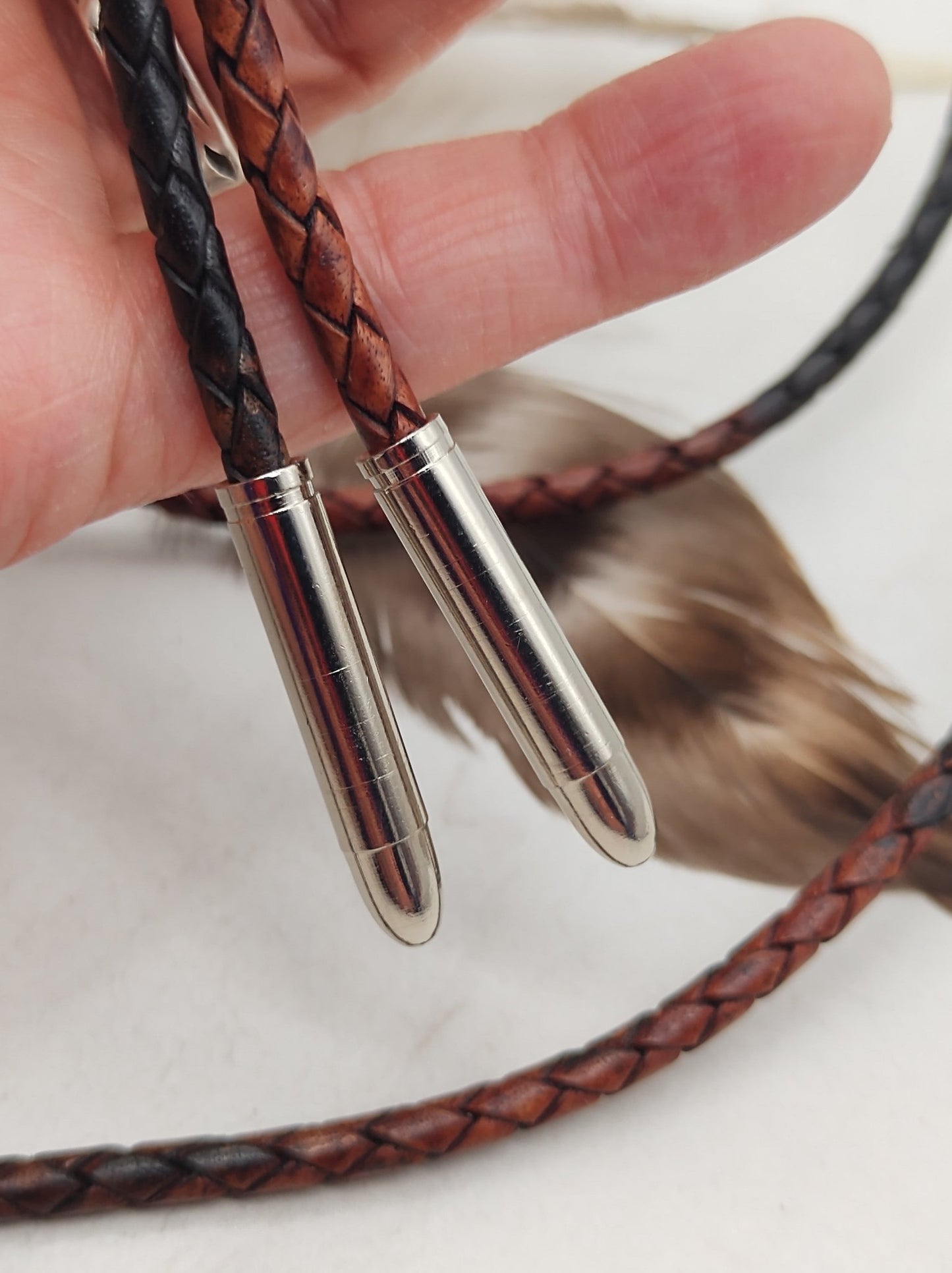 Rustic Agate Cowboy Bolo Tie with Montana Agate - Folks On The Edge