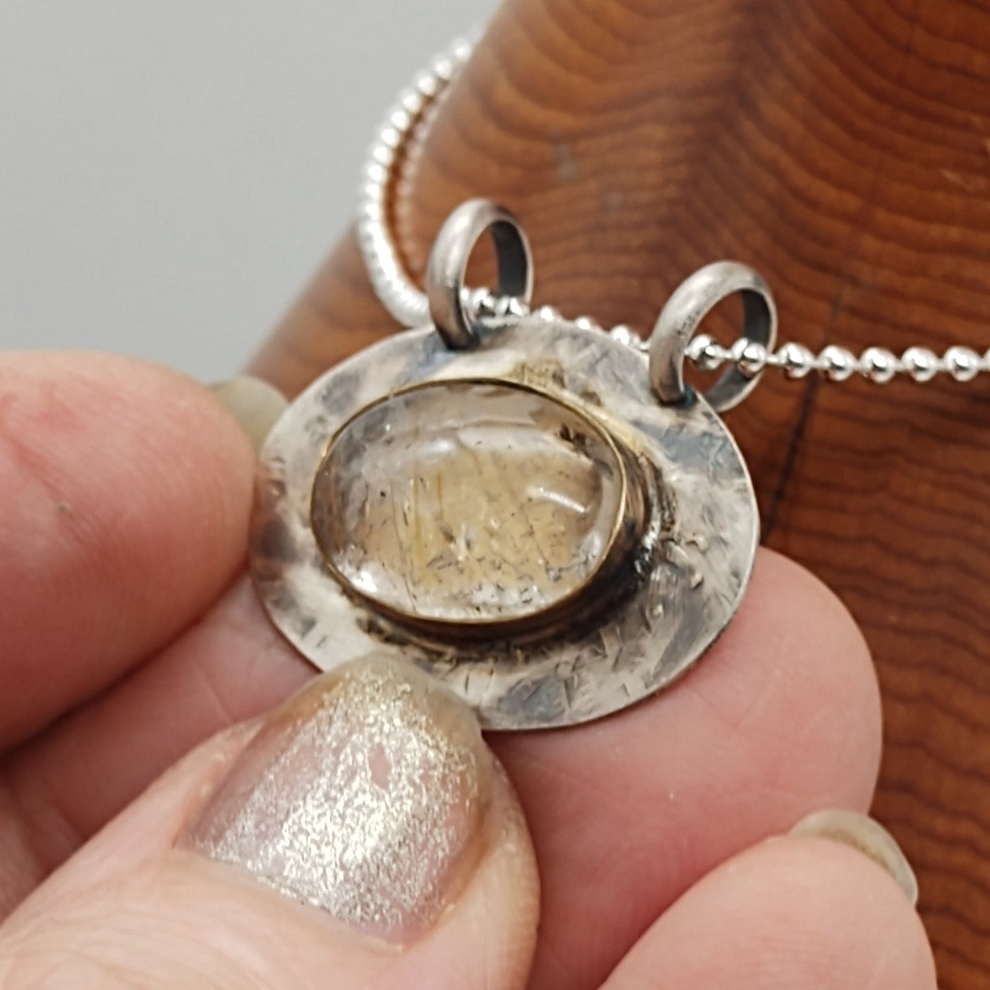 Rutilated Quartz Sterling Silver Necklace by Folks On The Edge - Folks On The Edge