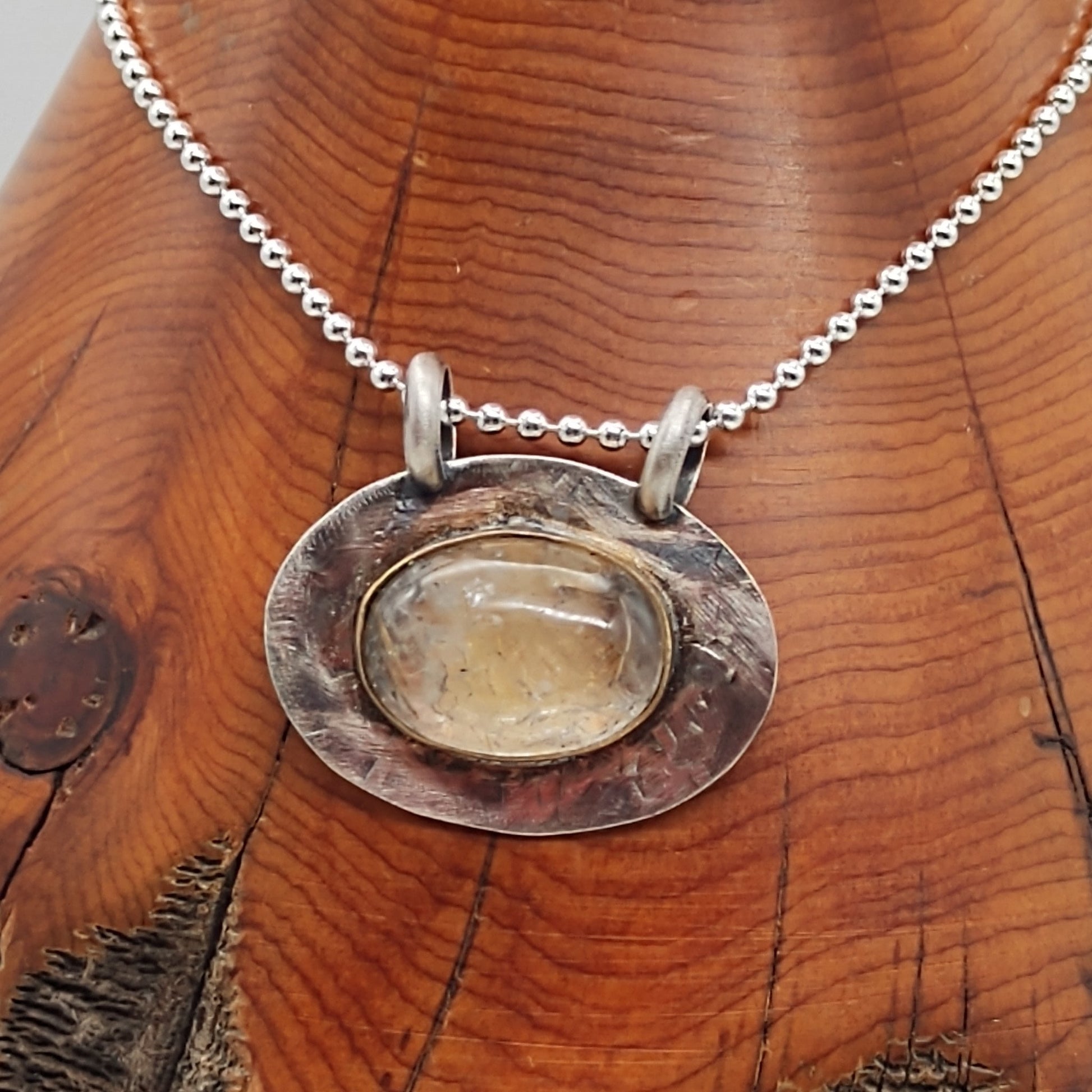 Rutilated Quartz Sterling Silver Necklace by Folks On The Edge - Folks On The Edge