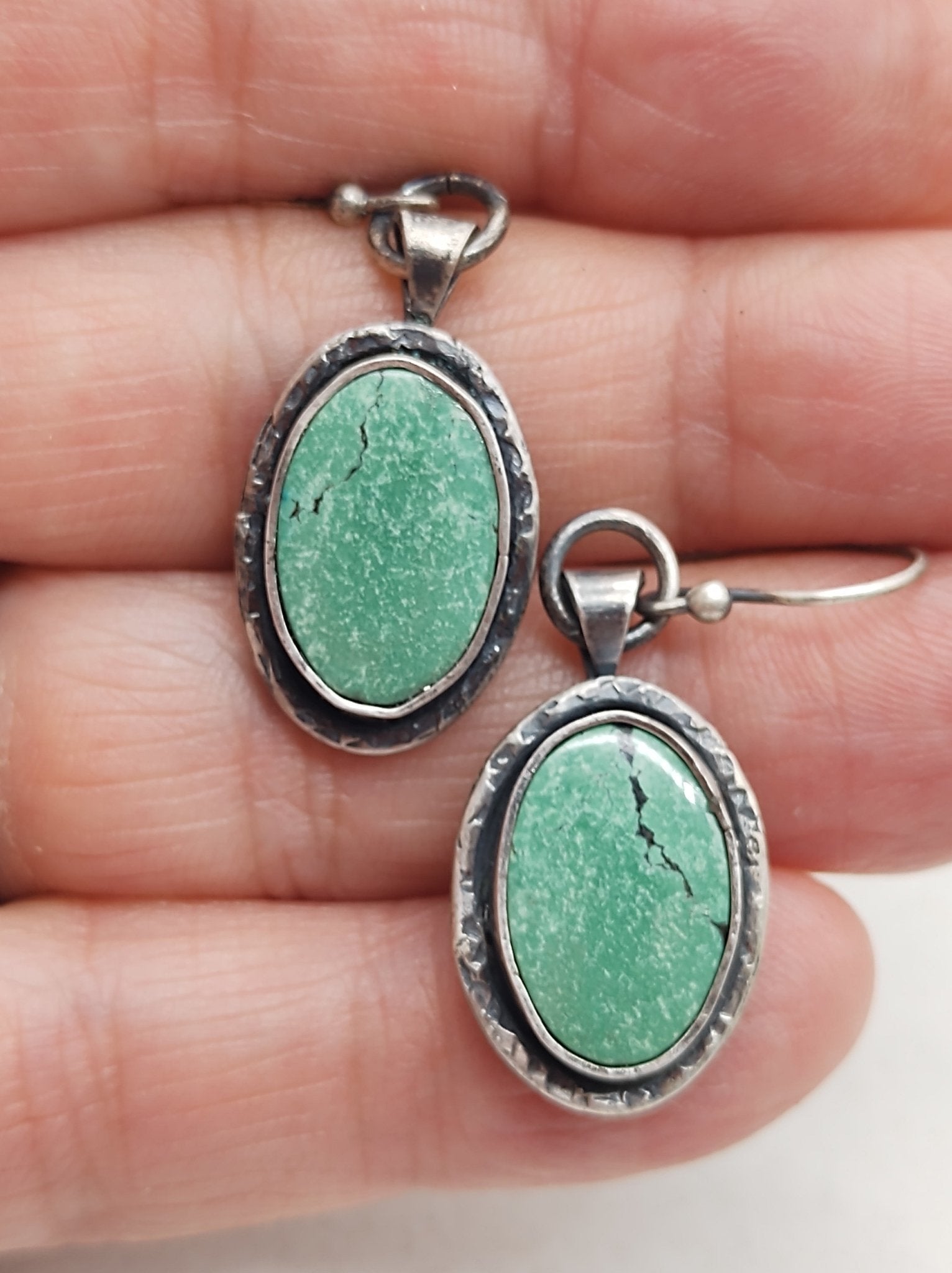 Turquoise Silver Dangle Earrings with American Turquoise Earrings by Folks On The Edge - Folks On The Edge
