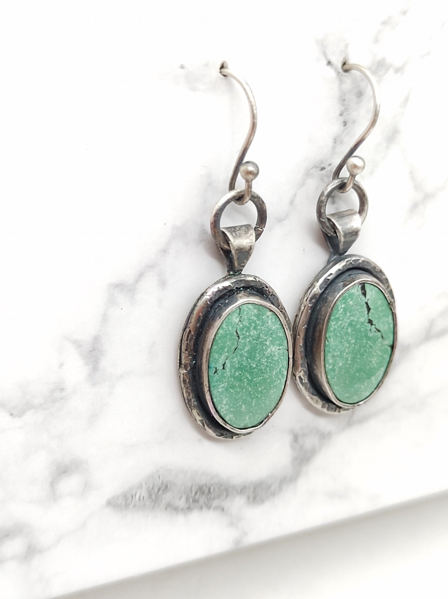 Turquoise Silver Dangle Earrings with American Turquoise Earrings by Folks On The Edge - Folks On The Edge