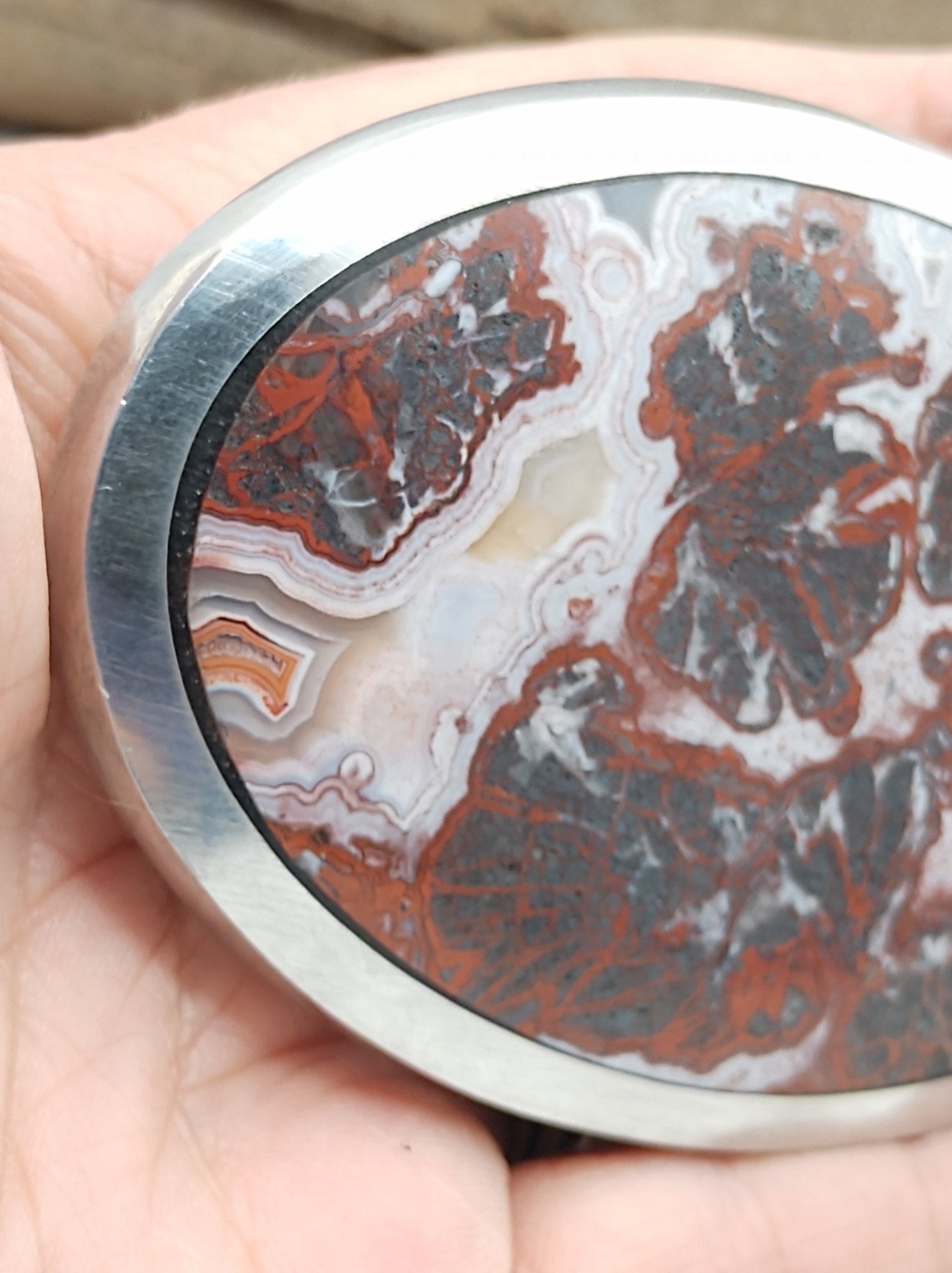 Western Belt Buckle with Crazy Lace Agate Stone by Folks On The Edge - Folks On The Edge